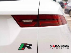 Jaguar Custom Emblem - R - Satin Black Finish - Green/ Red